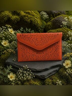 Orange Laser Cut Clutch